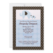 Blue Dottie Elephant 5x7 Baby Shower Invitation