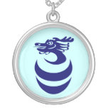 Blue Dragon in Egg Necklace