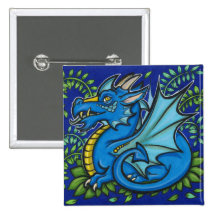 Blue Dragon Square Pin