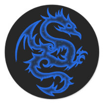 BLUE DRAGON ROUND STICKER