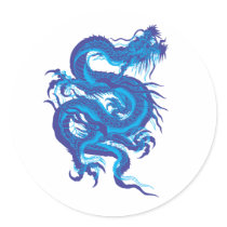 blue.dragon round sticker