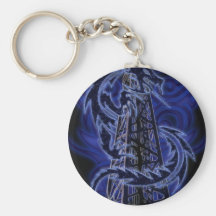 Blue dragon wrapping around derrick keychain