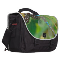 Blue Dragonfly Eating Raspberries Laptop Bag