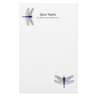 Blue Dragonfly Linen Stationery by windyone