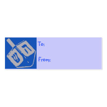 Blue Dreidel Hanukkah Gift Tags Business Card Template
