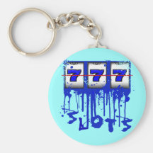 BLUE DRIPPING PAINT SLOTS KEY CHAIN