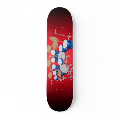Blue Drum Kit Illustration: Custom Skateboard by spiritswitchboard