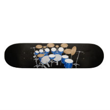 Blue Drum Kit Illustration: Custom Skateboard