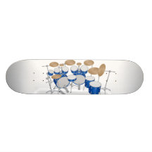 Blue Drum Kit Illustration: Custom Skateboard