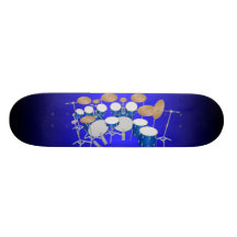 Blue Drum Kit Illustration: Custom Skateboard
