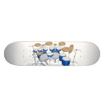 Blue Drum Kit Illustration: Custom Skateboard