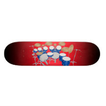 Blue Drum Kit Illustration: Custom Skateboard