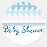blue ducks in row baby shower seal sticker