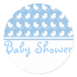 blue ducks in row baby shower seal sticker stickers