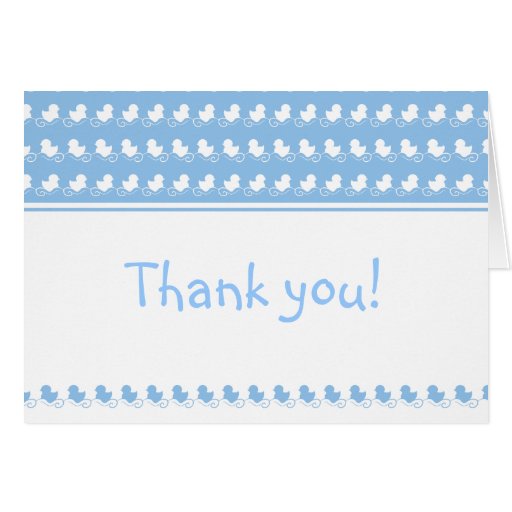 blue ducks in row baby shower thank you card