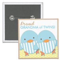 Blue Ducky Twin Boys Proud Grandma Pin