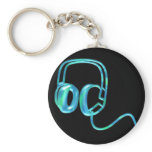 Blue Earphones Key Chain