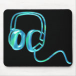 Blue Earphones Mouse Pads