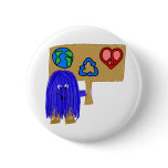 blue earth love peace recycle pinback buttons