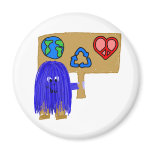 blue earth love peace recycle fridge magnet