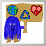 blue earth love peace recycle print