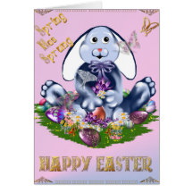 Blue Easter Bunny Card