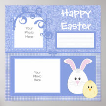 Blue Easter Bunny Scrapbook Page Print