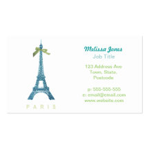 Blue Eiffel Tower in faux glitter Business Card Templates