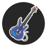 blue electric guitar round sticker