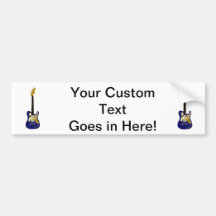 Blue electric guitar yellow fizzle headstock bumper sticker