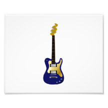 Blue electric guitar yellow fizzle headstock photo art
