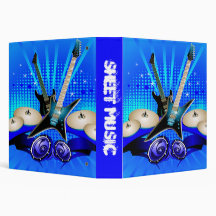 Blue Electric Guitars, Drums & Speakers Vinyl Binder