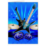 Blue Electric Guitars, Drums & Speakers Cards