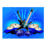 Blue Electric Guitars, Drums & Speakers Postcards