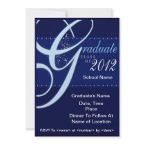 Blue Elegant Class of 2012 Graduation Invitations