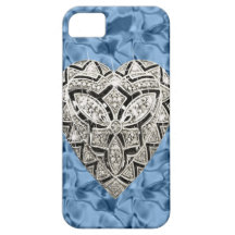 Blue Elegant Designer Heart iPhone 5 Case iPhone 5 Case