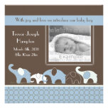 Blue Elephant Baby Boy Announcement