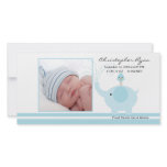 Blue Elephant Baby Boy Birth Annoucement Photo Card Template