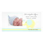 Blue Elephant Baby Boy Birth Annoucement Photo Card