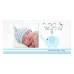 Blue Elephant Baby Boy Birth Annoucement Photo Card Template