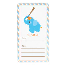 Blue Elephant Bookplate Personalised Shipping Label