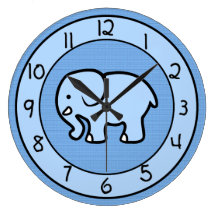 Blue Elephant Clock for Boys Bedroom