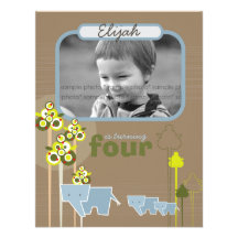 Blue Elephant Family Birthday Party Invitation
