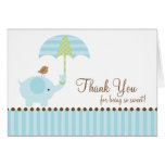 Blue Elephant Thank You Note Card