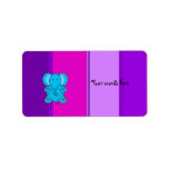 Blue Elephant with pink and purple stripes Custom Address Label
