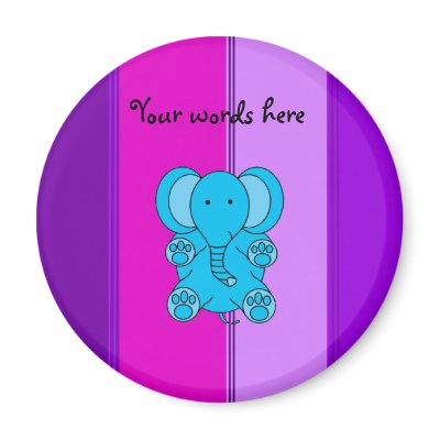Blue Elephant with pink and purple stripes Refrigerator Magnets by Brothergravydesigns