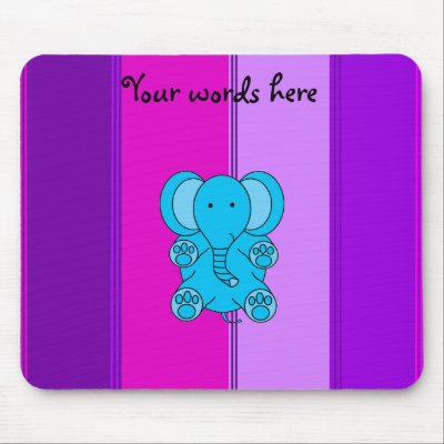 Blue Elephant with pink and purple stripes Mouse Pad by Brothergravydesigns