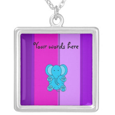 Blue Elephant with pink and purple stripes Pendants by Brothergravydesigns
