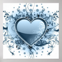 Blue Emo Heart Poster