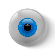 BLUE EYE BALL PINBACK BUTTON